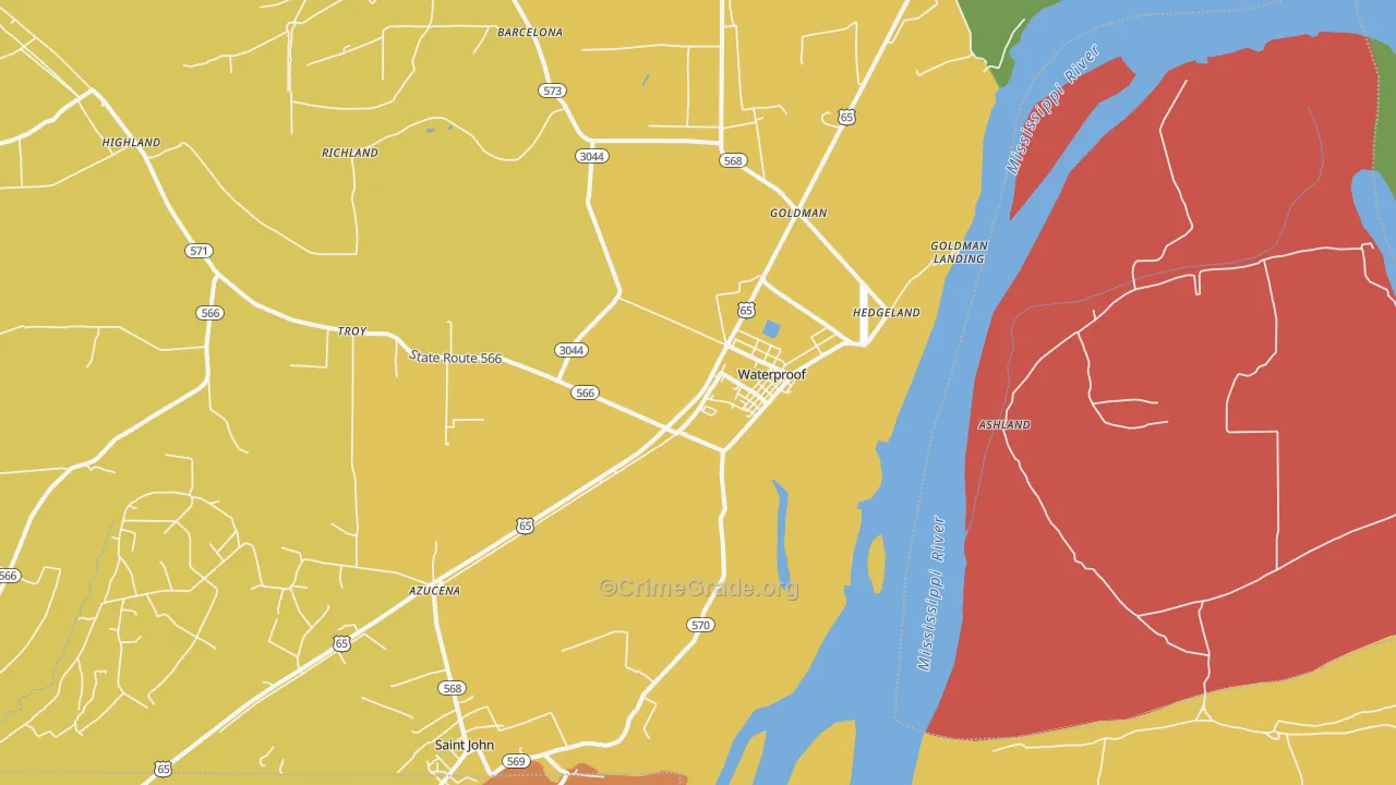 Waterproof, LA Map of Arson Rates