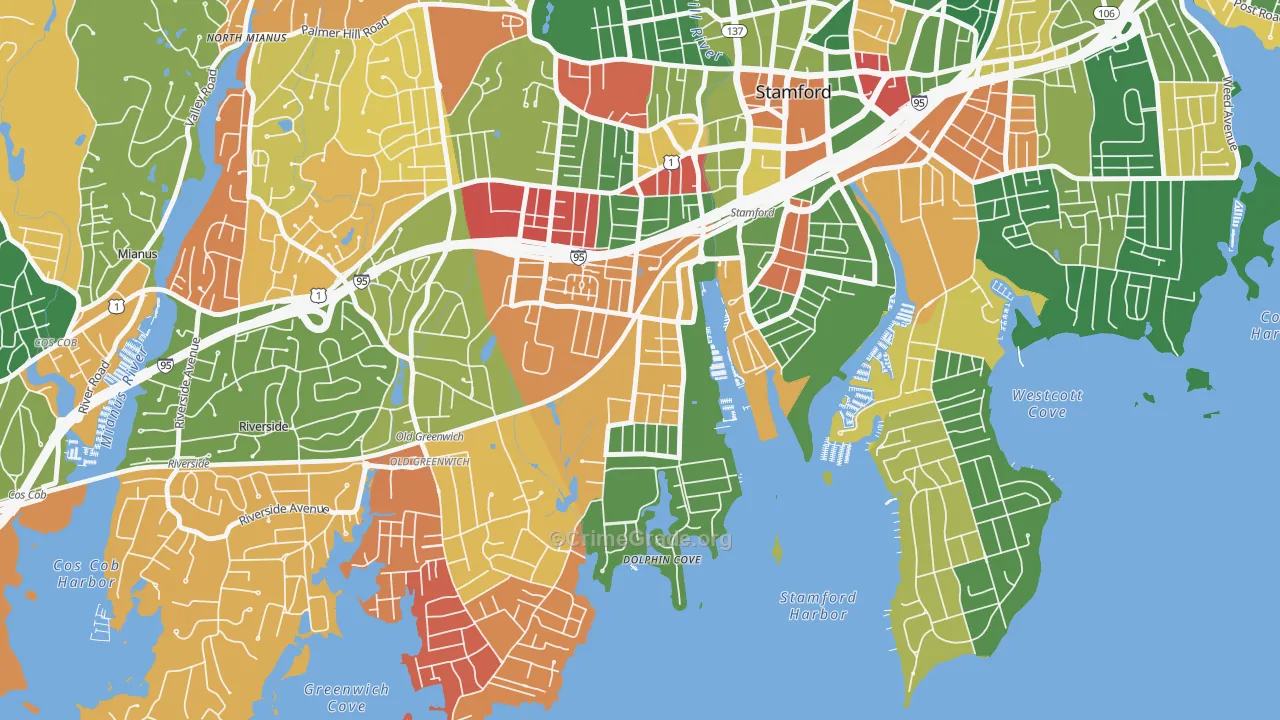 Waterside, Stamford, CT Map of Arson Rates