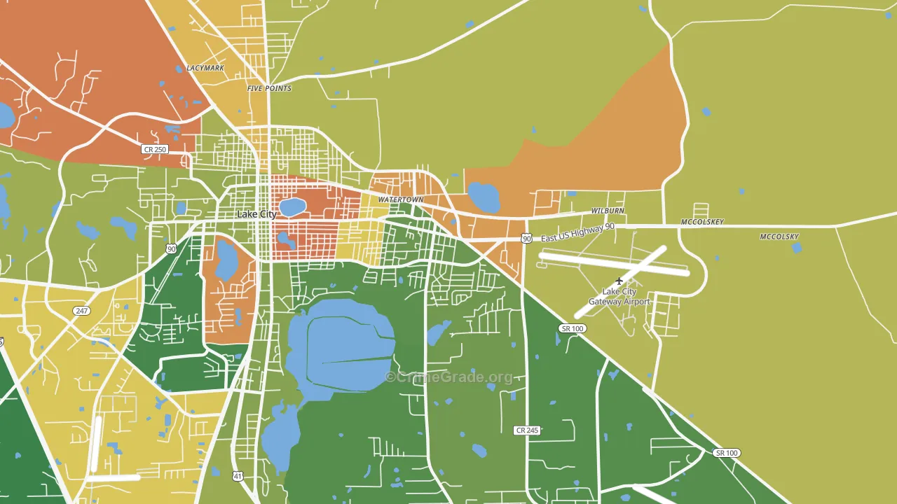 Watertown, FL Map of Arson Rates