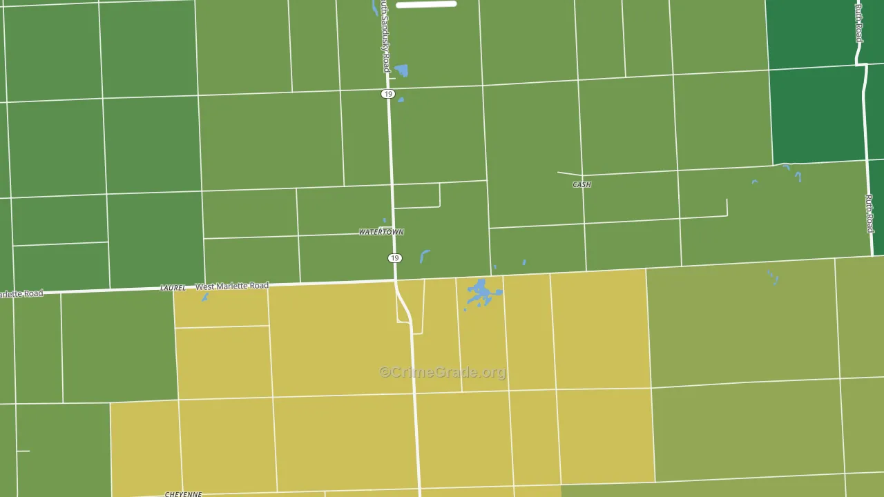 Watertown, MI Map of Arson Rates