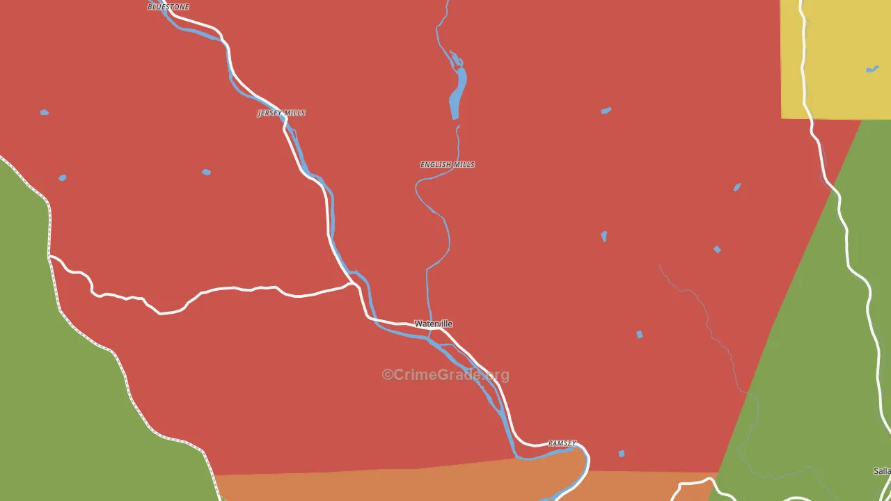 Waterville, PA Map of Arson Rates