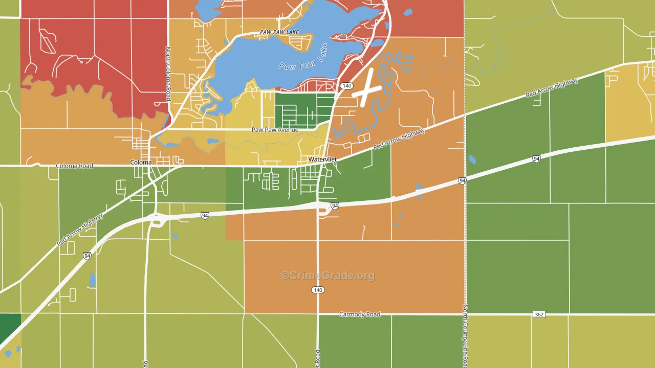 Watervliet, MI Map of Arson Rates