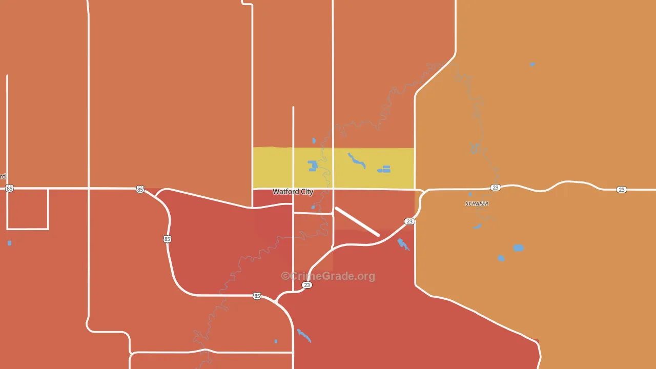 Watford City, ND Map of Arson Rates