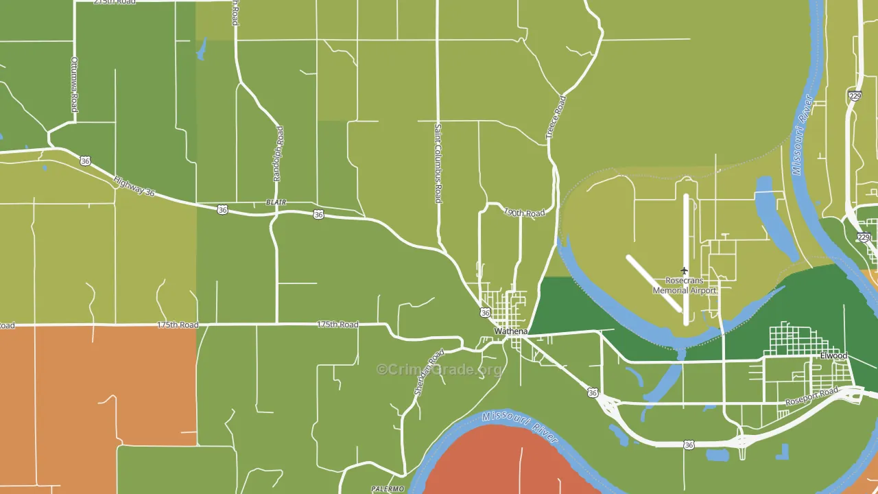 Wathena, KS Map of Arson Rates