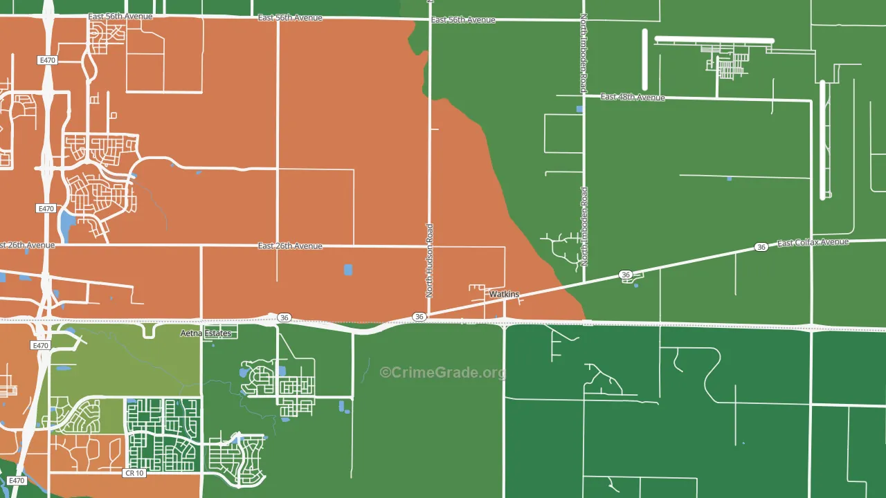 Watkins, CO Map of Arson Rates