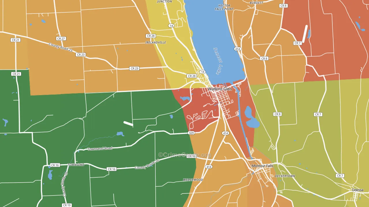 Watkins Glen, NY Map of Arson Rates