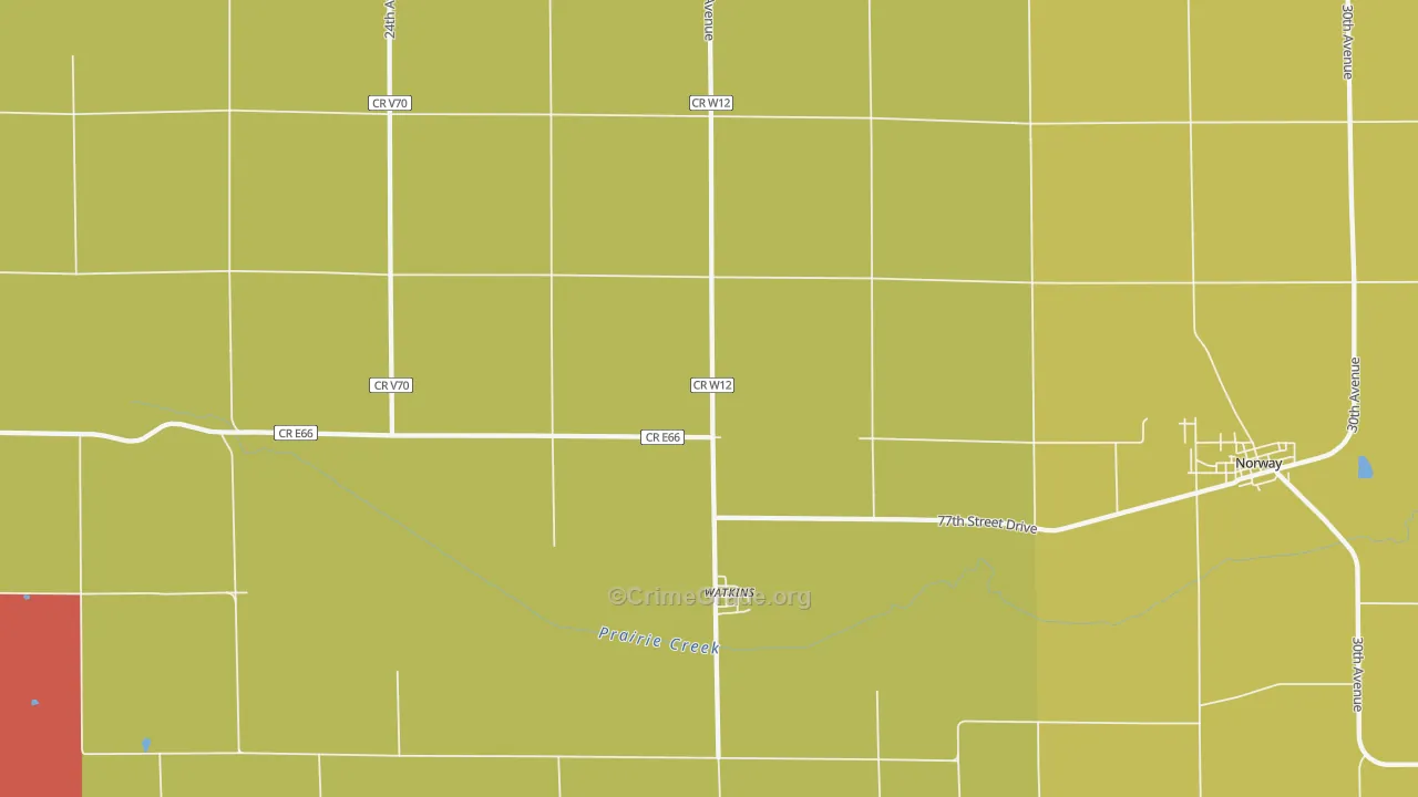 Watkins, IA Map of Arson Rates