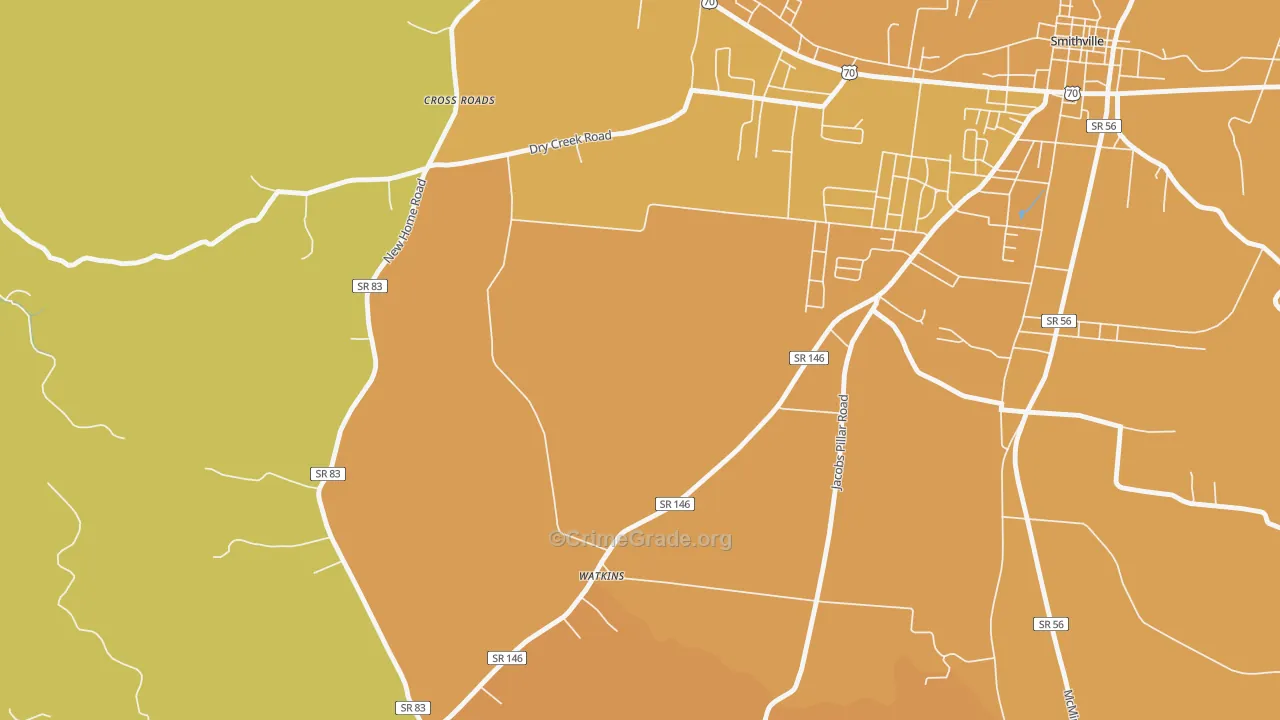 Watkins, TN Map of Arson Rates