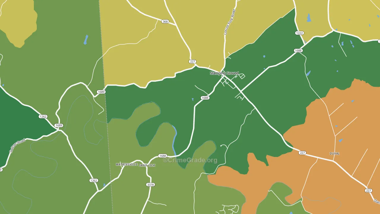 Watkinsville, KY Map of Arson Rates