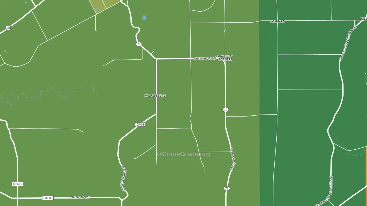 Wattlesburg, NY Map of Arson Rates