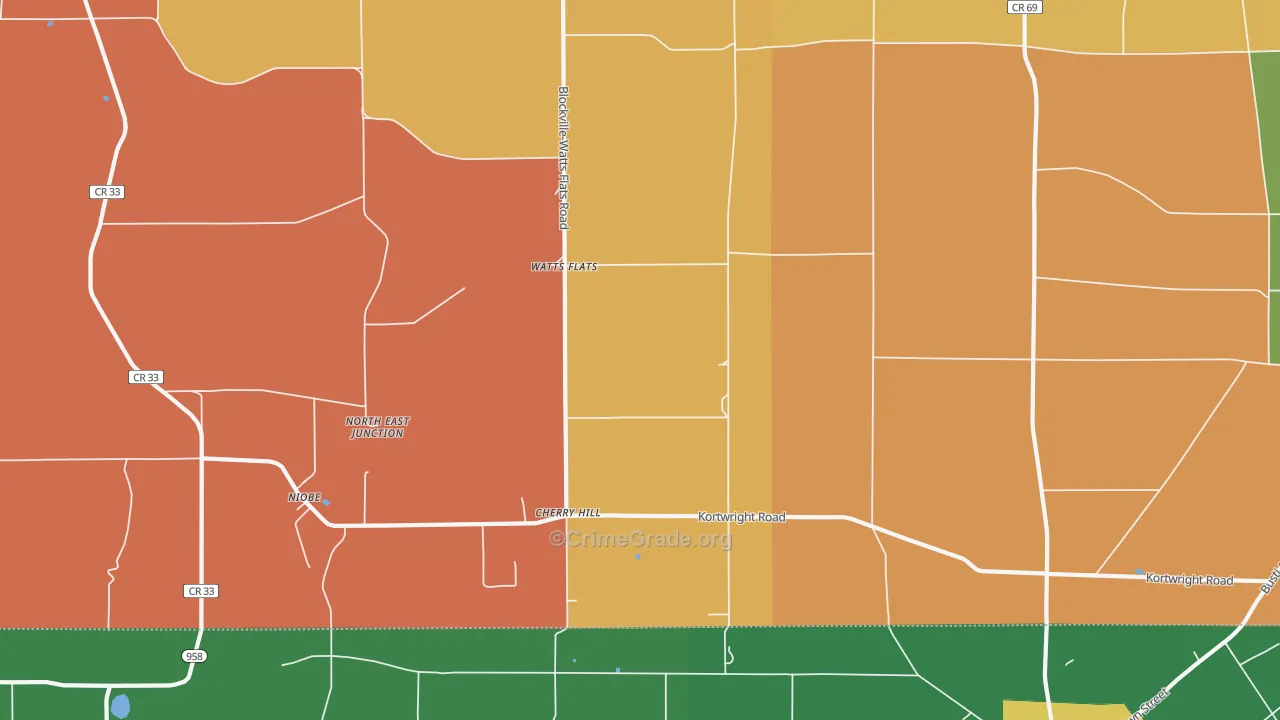 Watts Flats, NY Map of Arson Rates
