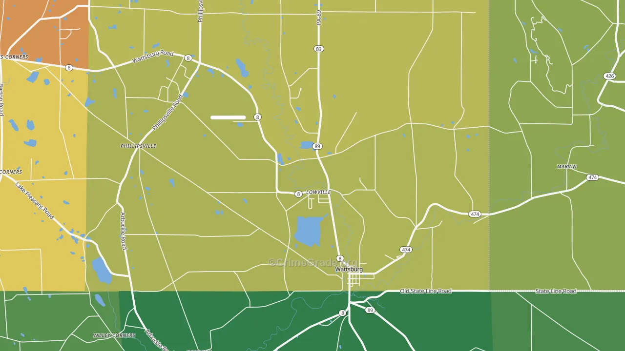 Wattsburg, PA Map of Arson Rates