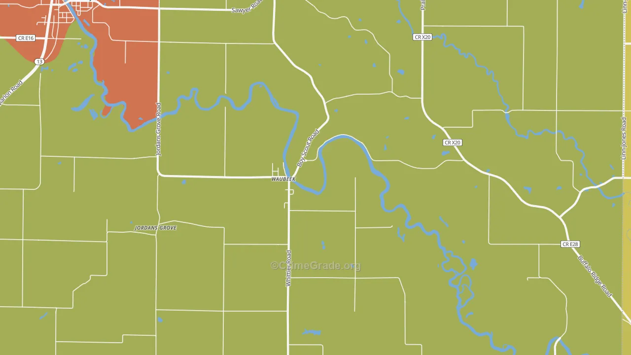 Waubeek, IA Map of Arson Rates
