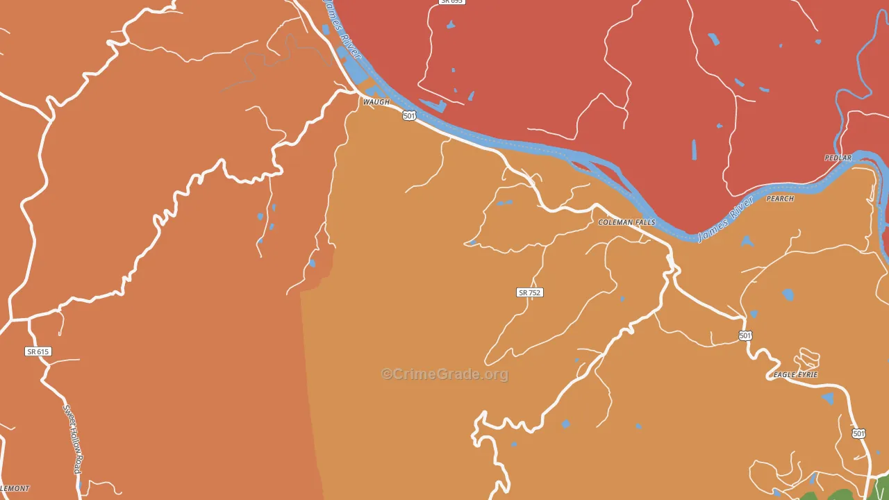 Waugh, VA Map of Arson Rates