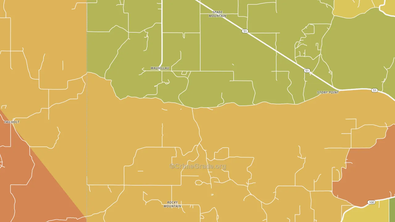 Wauhillau, OK Map of Arson Rates