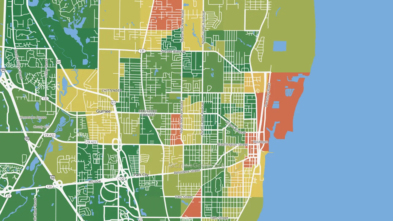 Waukegan, IL Map of Arson Rates