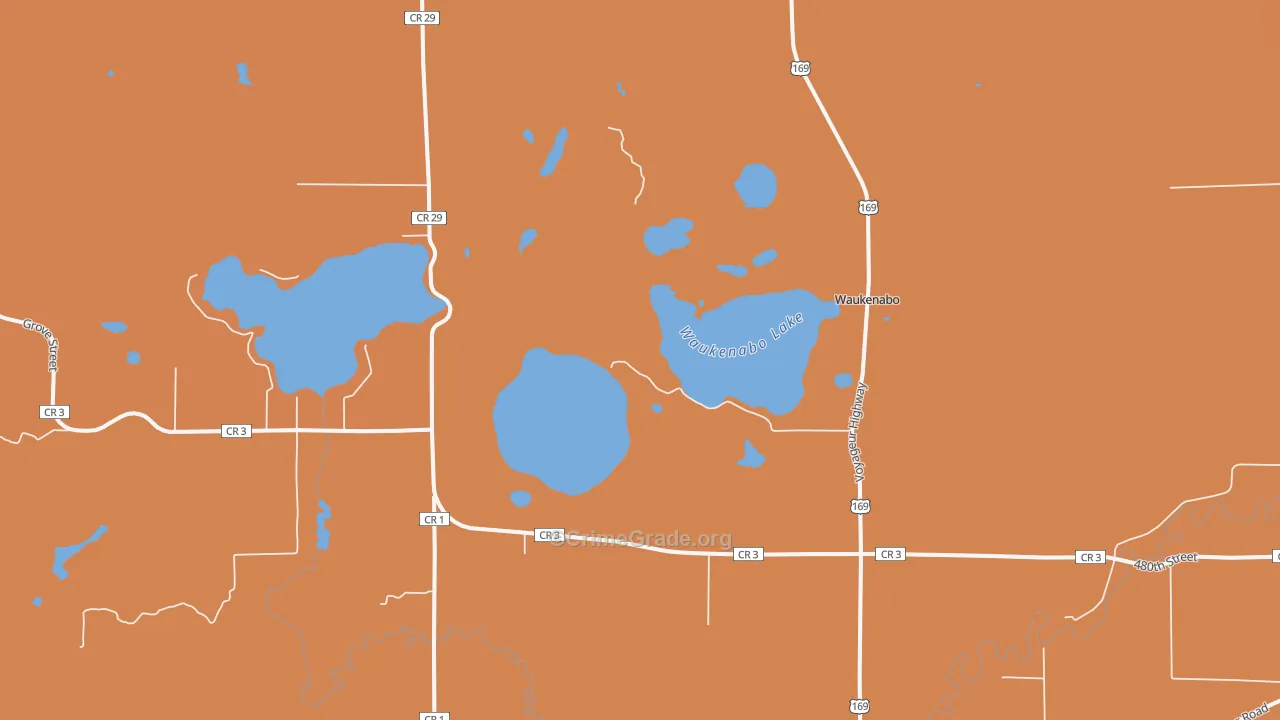 Waukenabo, MN Map of Arson Rates