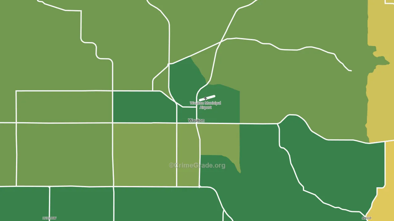 Waukon, IA Map of Arson Rates