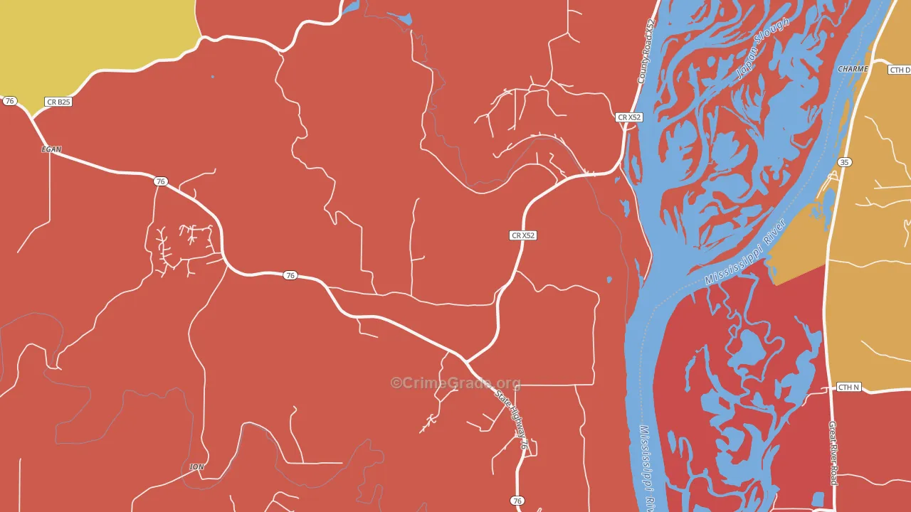 Waukon Junction, IA Map of Arson Rates
