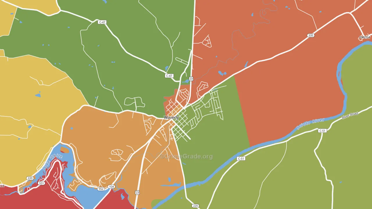 Waverly City, OH Map of Arson Rates