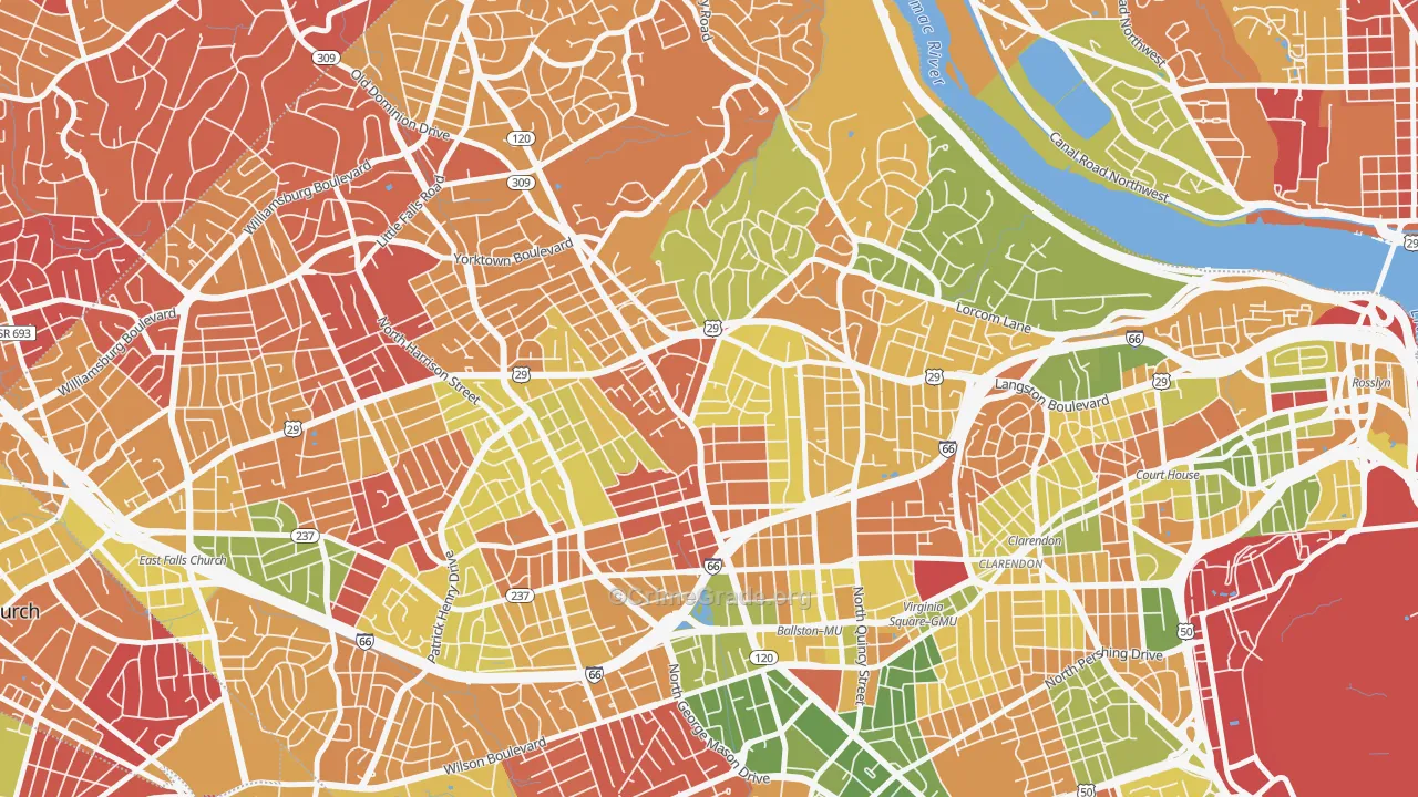 Waverly Hills, Arlington, VA Map of Arson Rates