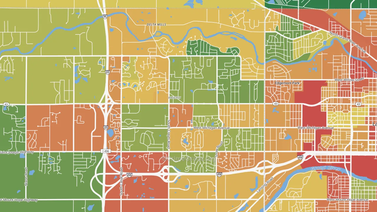 Waverly, MI Map of Arson Rates