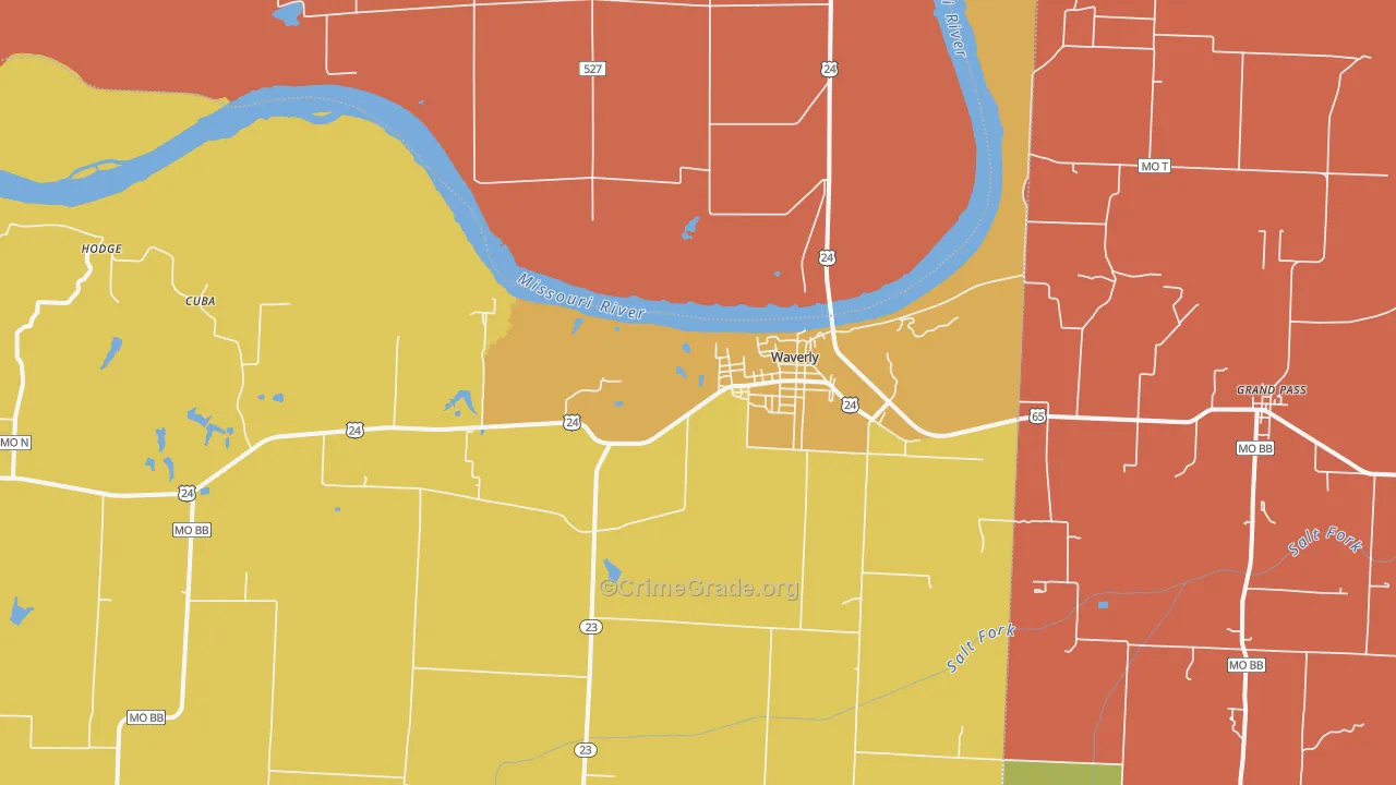 Waverly, MO Map of Arson Rates