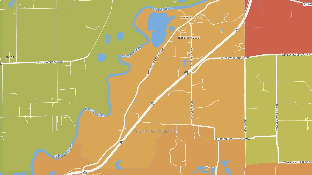Waverly Woods, IN Map of Arson Rates