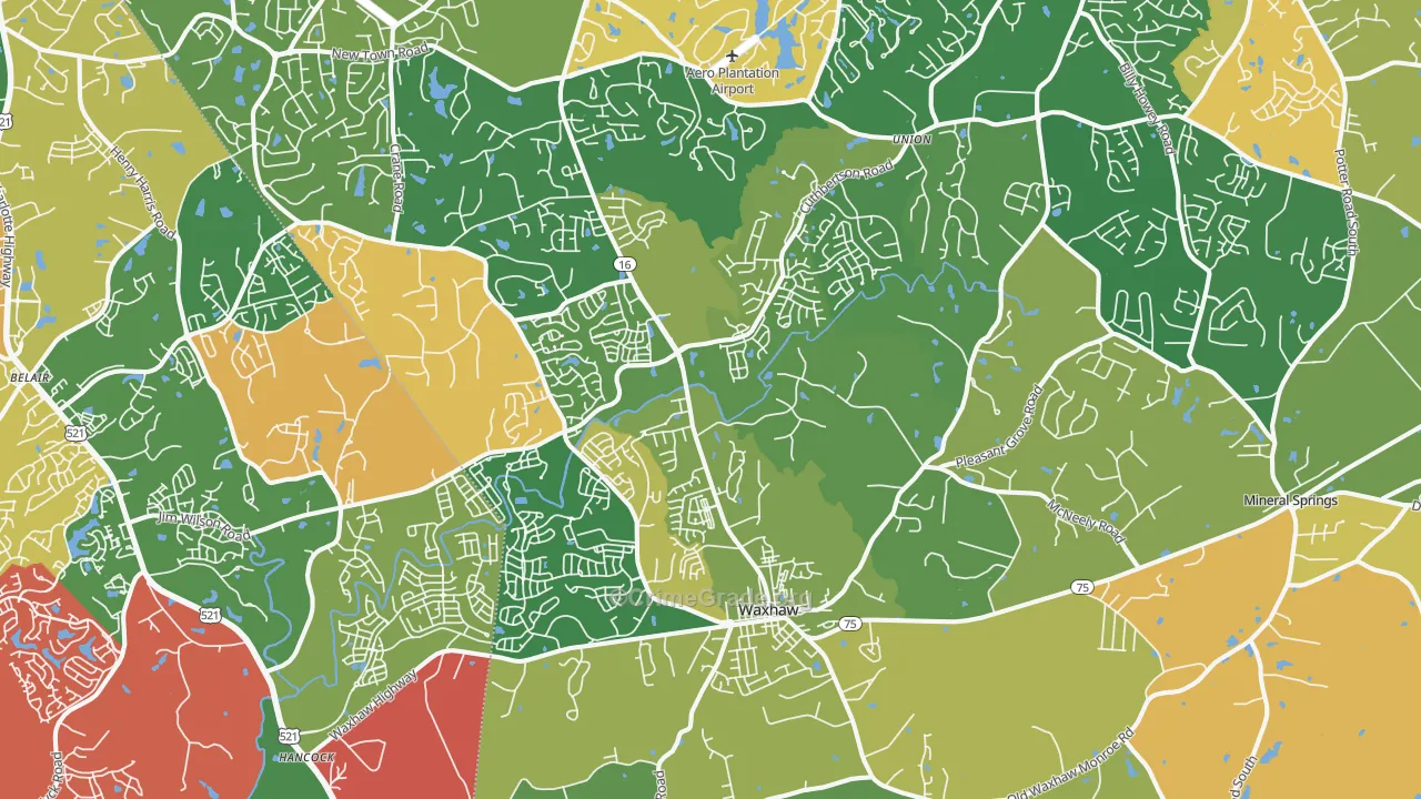 Waxhaw, NC Map of Arson Rates