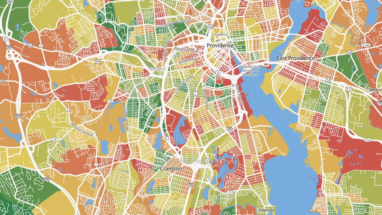 Wayland, Providence, RI Map of Arson Rates