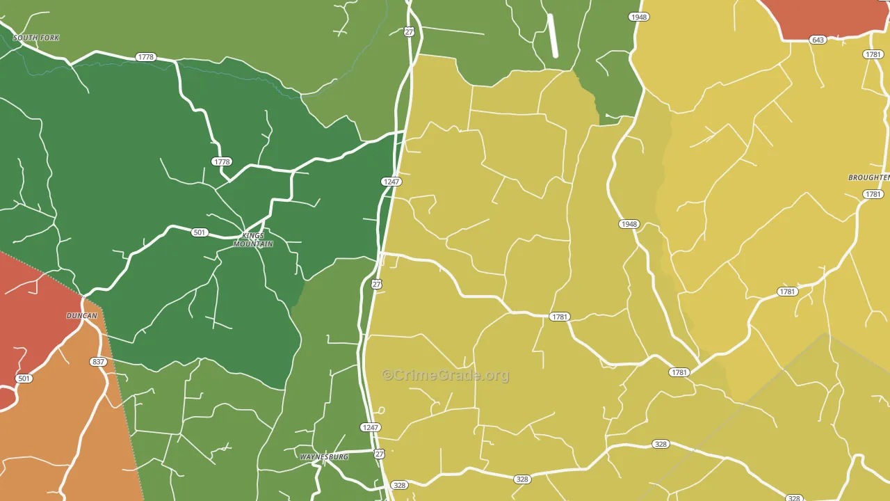 Waynesburg, KY Map of Arson Rates