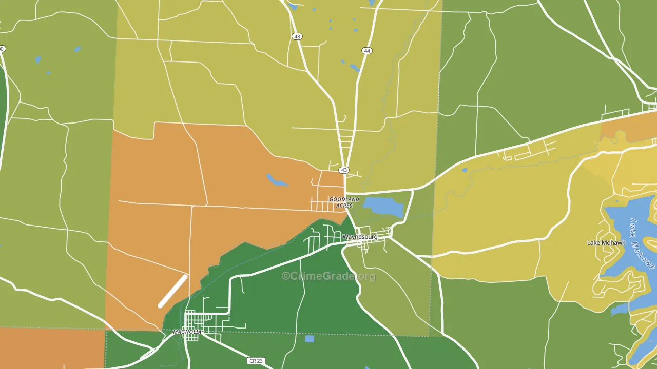 Waynesburg, OH Map of Arson Rates