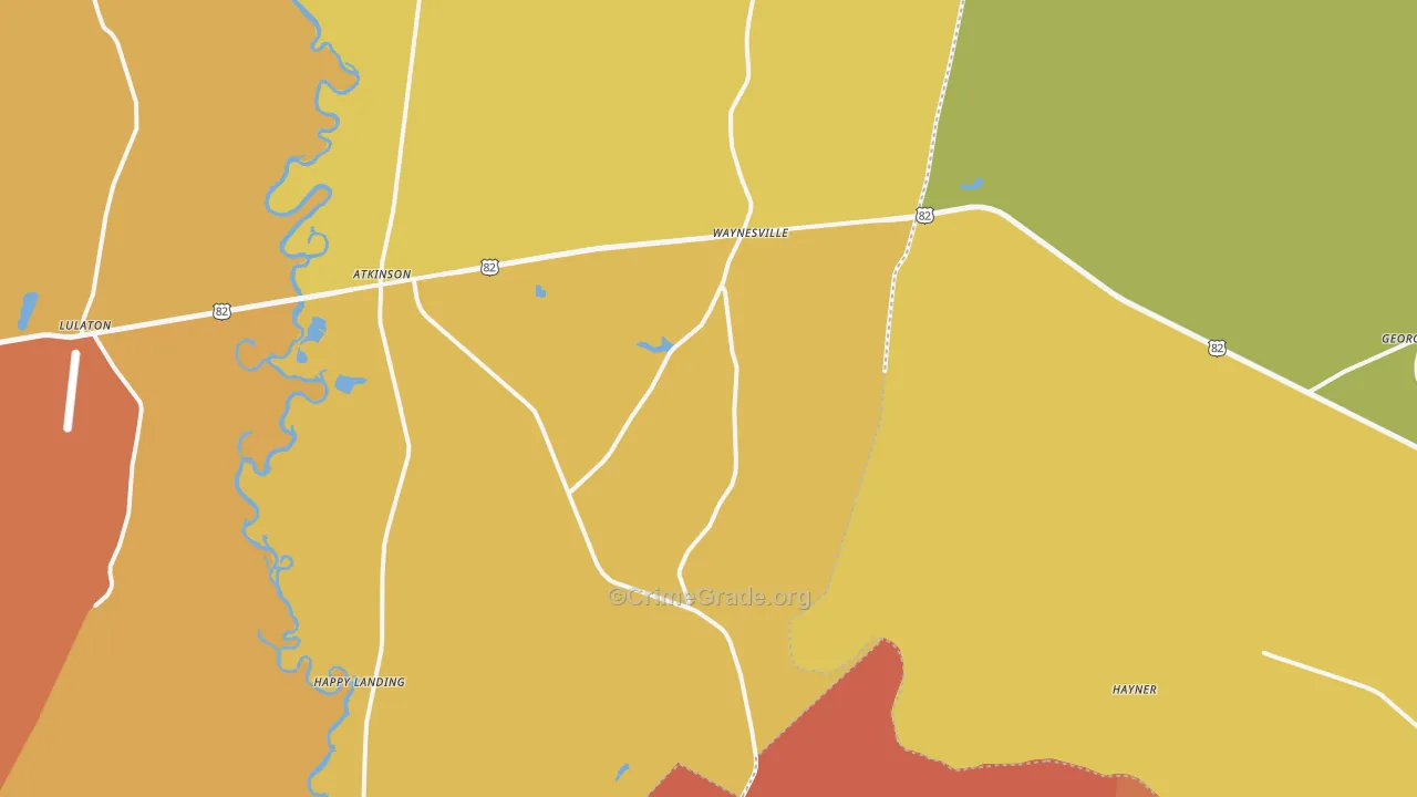 Waynesville, GA Map of Arson Rates