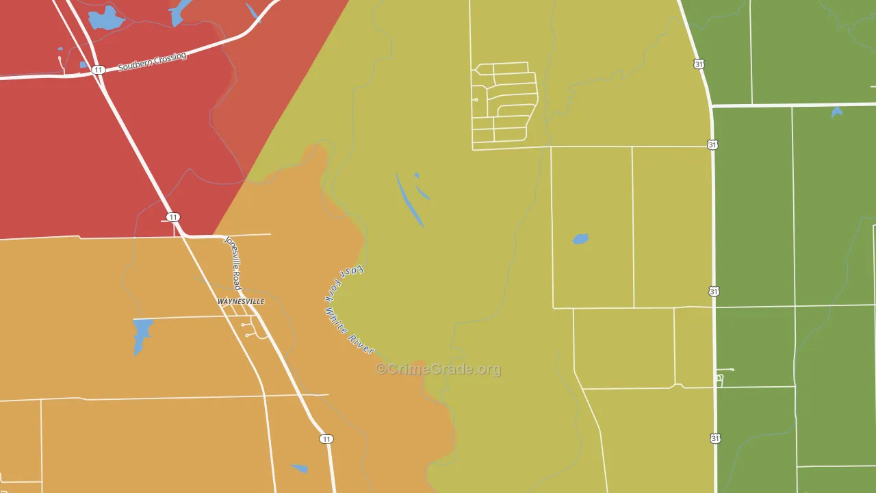 Waynesville, IN Map of Arson Rates
