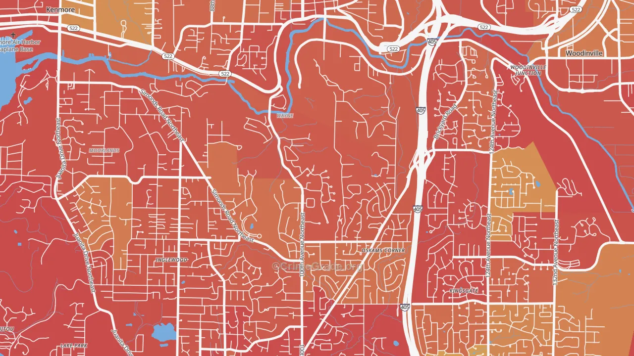 Waynita-Simonds-Norway Hill, Bothell, WA Map of Arson Rates