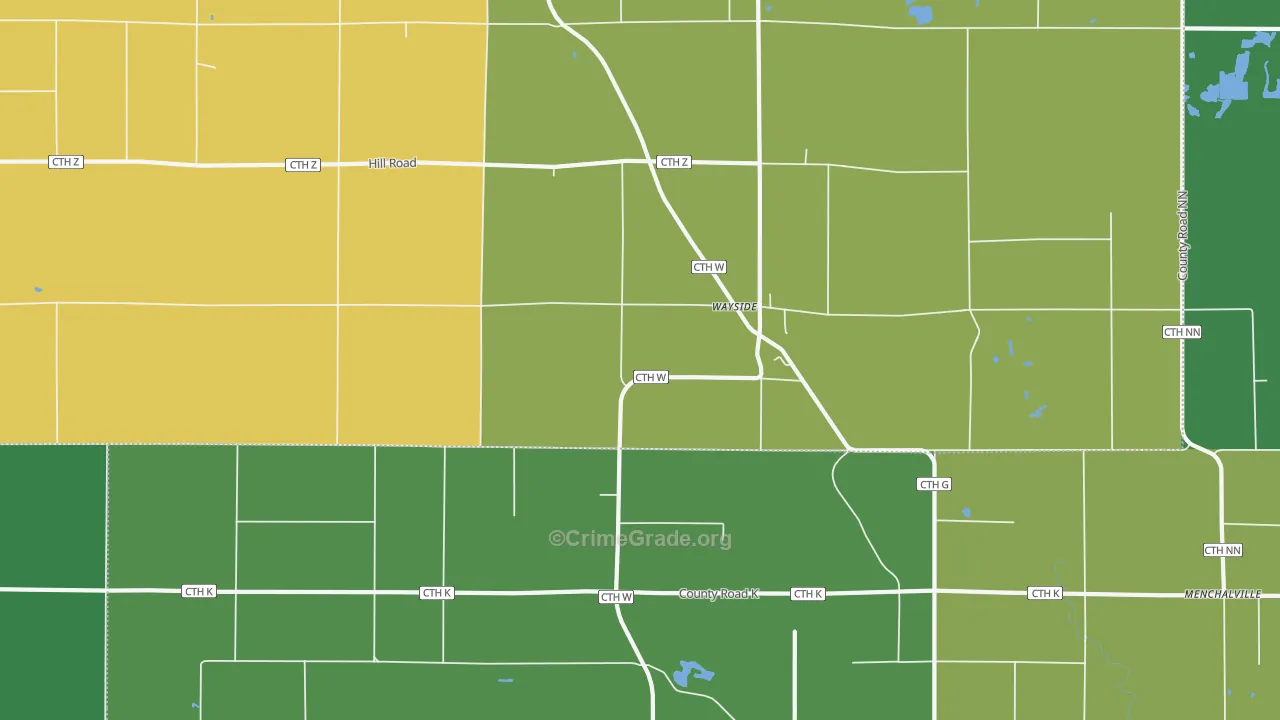 Wayside, WI Map of Arson Rates
