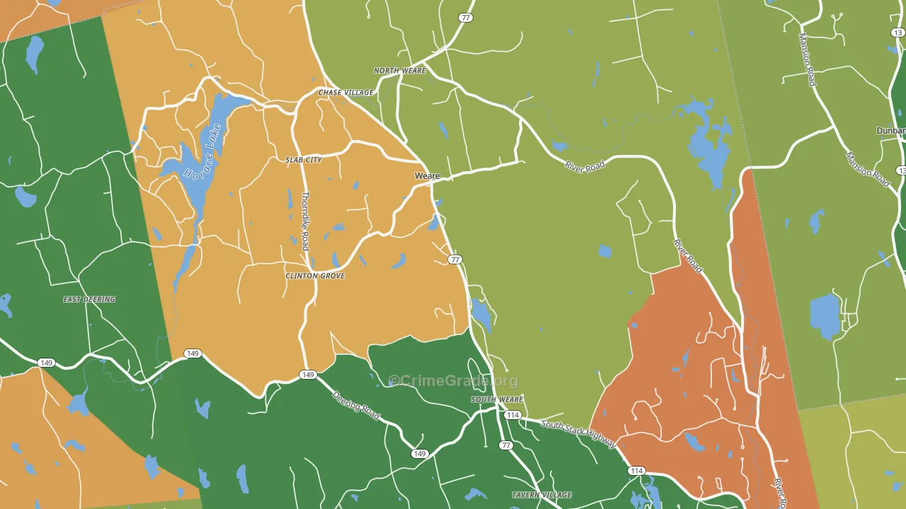 Weare, NH Map of Arson Rates
