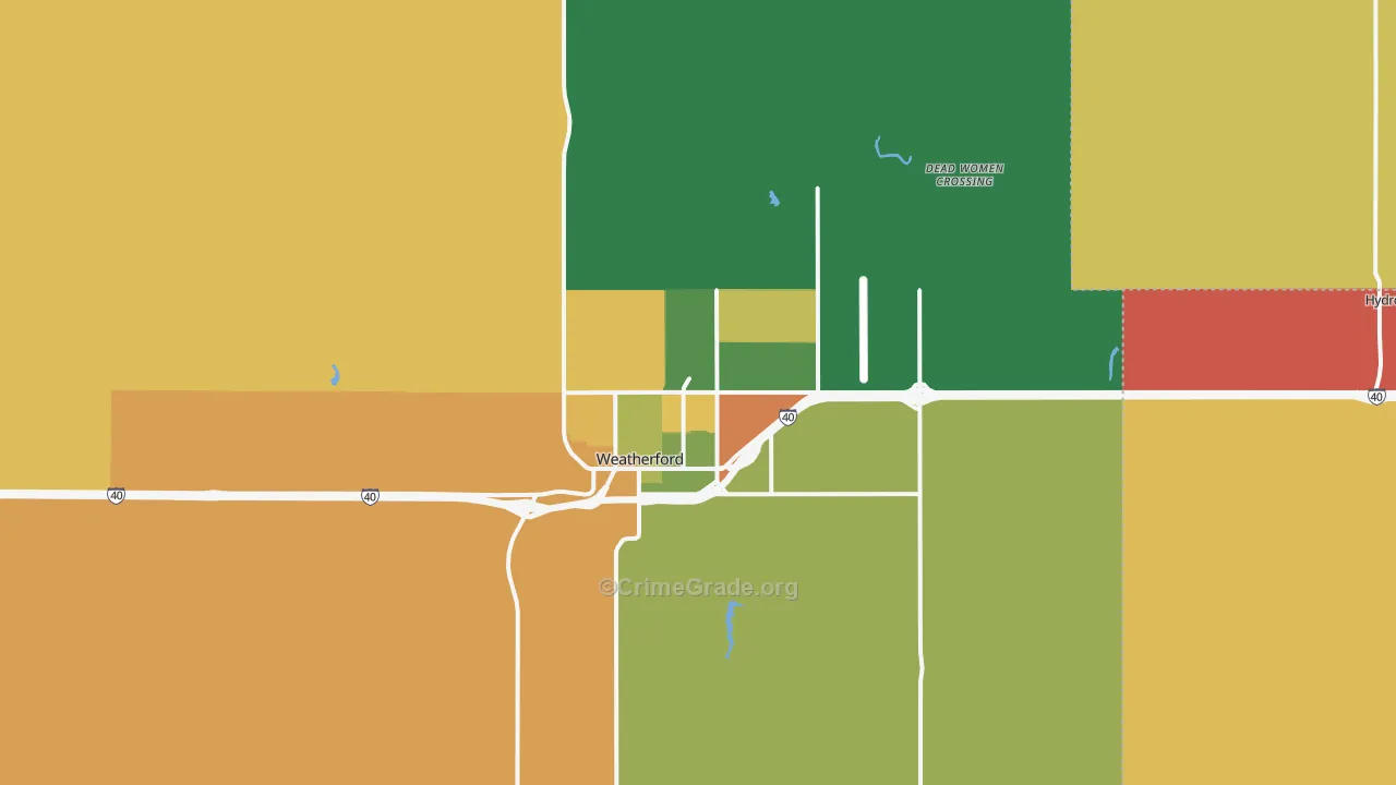 Weatherford, OK Map of Arson Rates