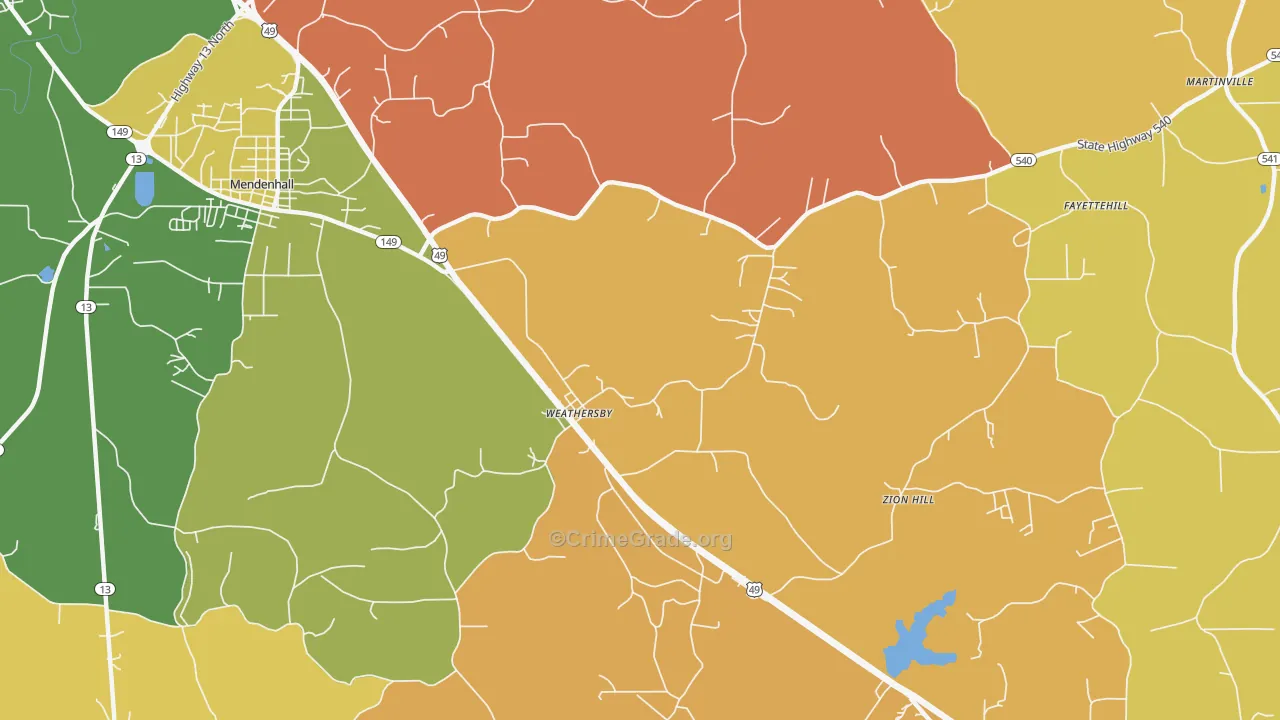 Weathersby, MS Map of Arson Rates