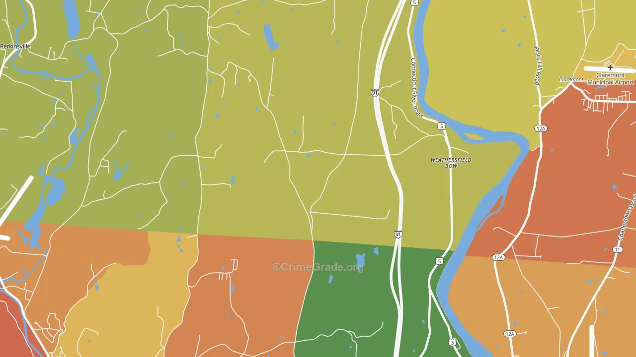 Weathersfield Bow, VT Map of Arson Rates