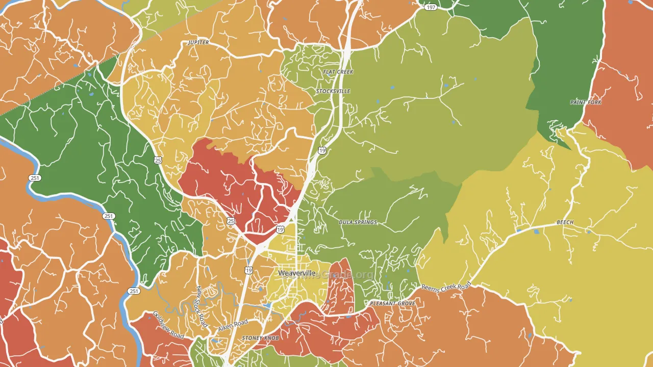 Weaverville, NC Map of Arson Rates