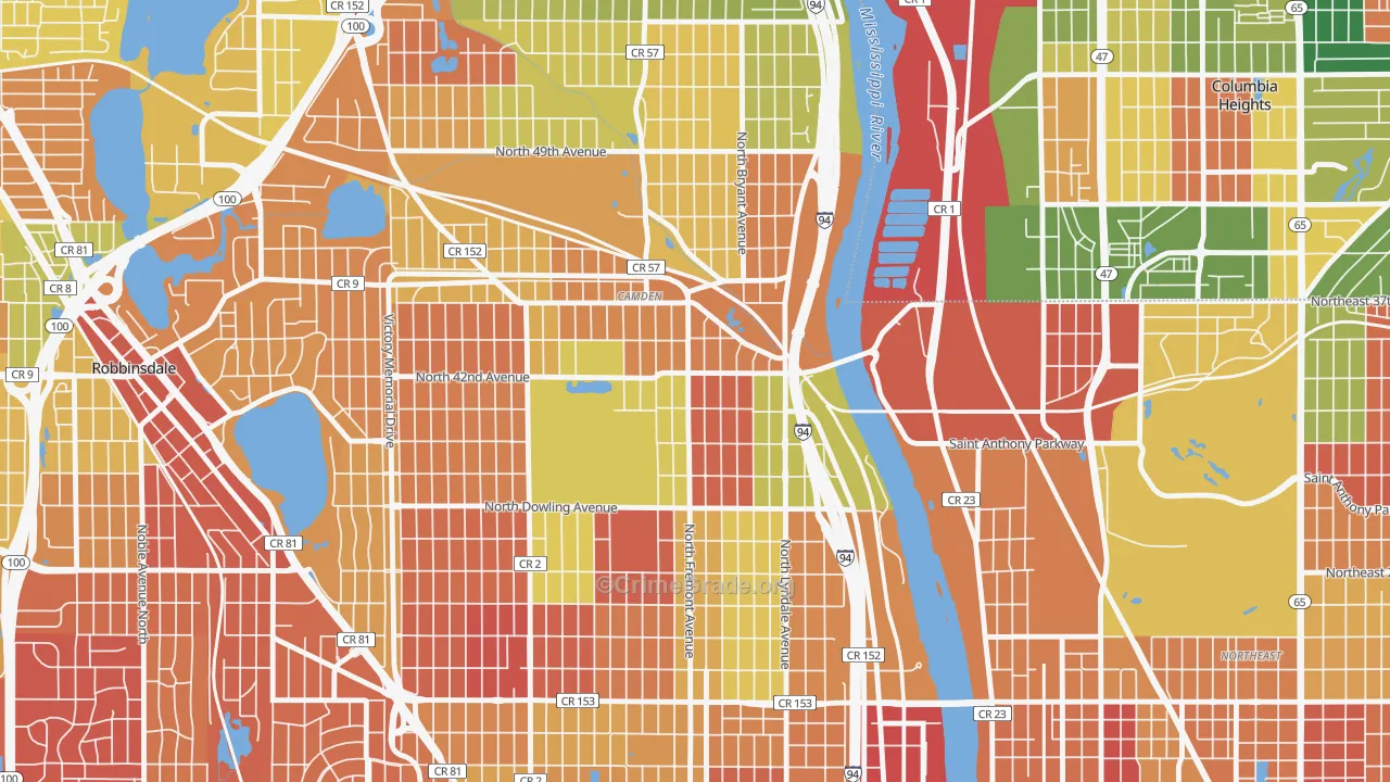 Webber-Camden, Minneapolis, MN Map of Arson Rates