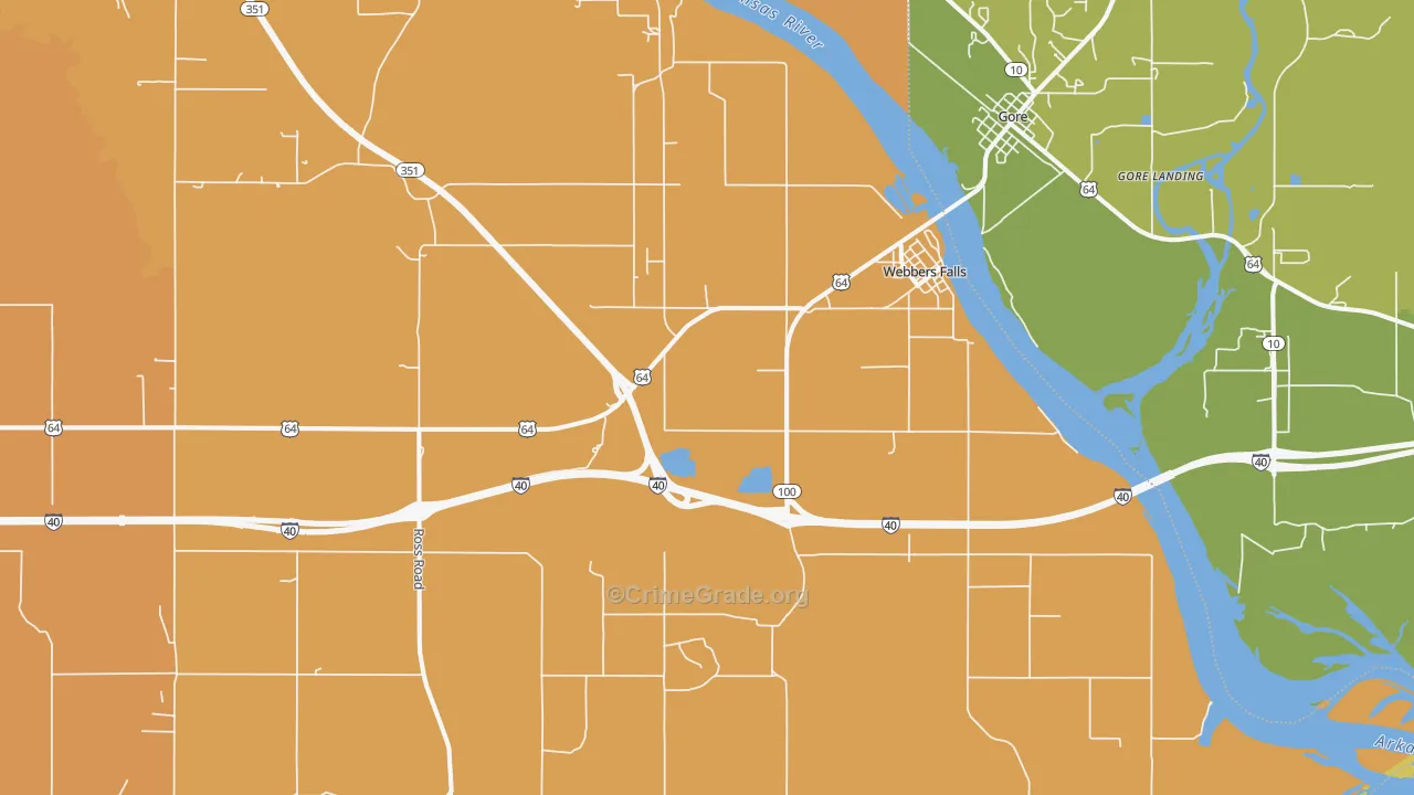 Webbers Falls, OK Map of Arson Rates