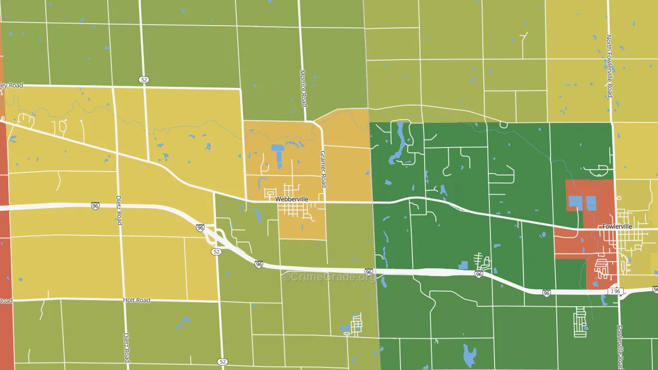 Webberville, MI Map of Arson Rates