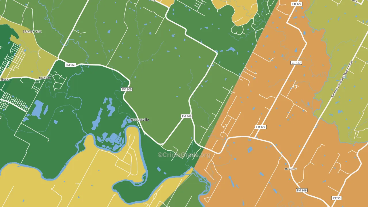 Webberville, TX Map of Arson Rates