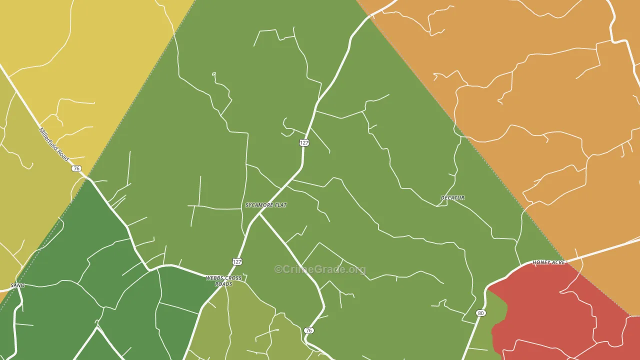 Webbs Cross Roads, KY Map of Arson Rates