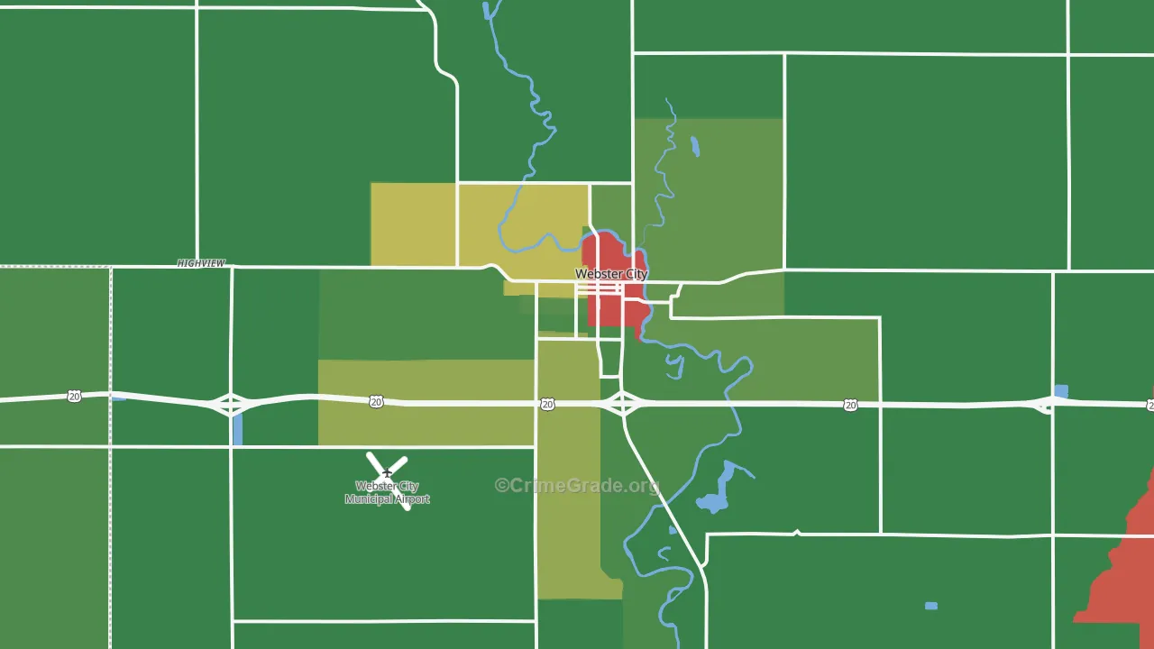 Webster City, IA Map of Arson Rates