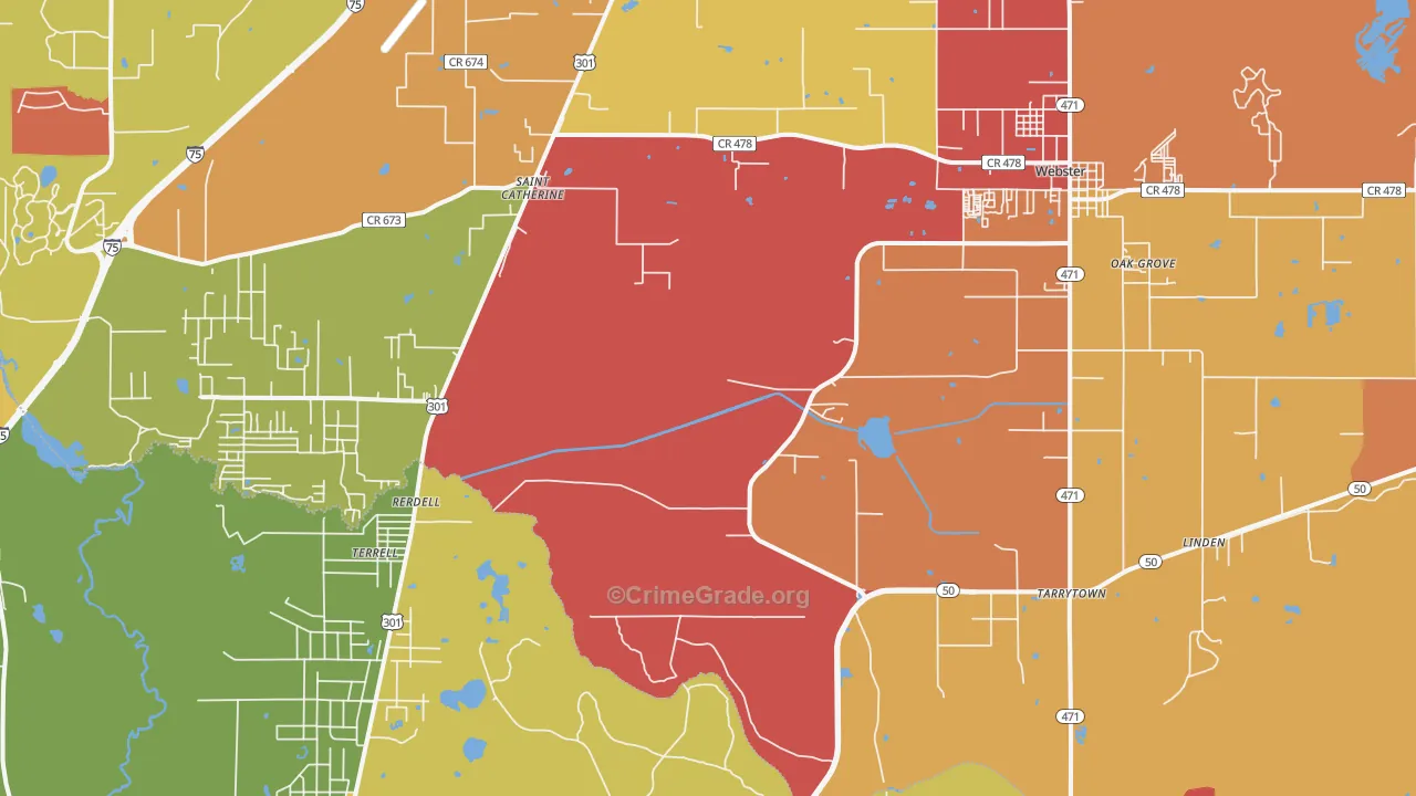 Webster, FL Map of Arson Rates