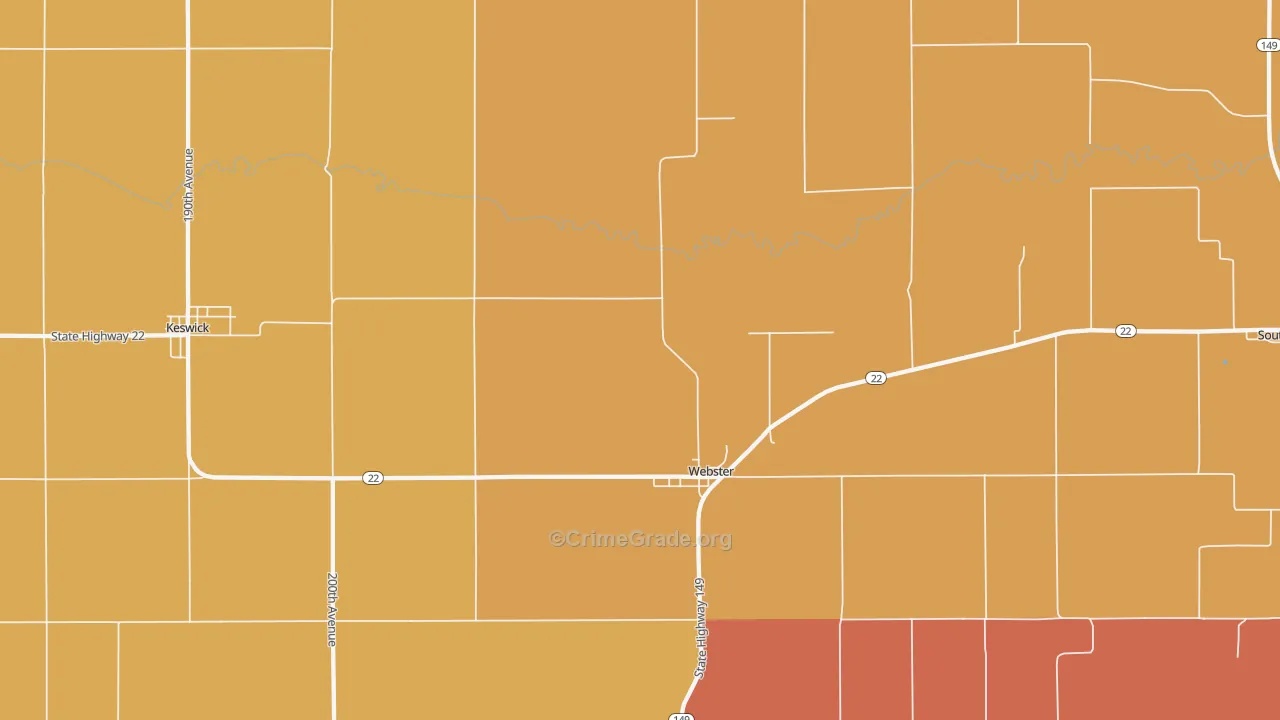 Webster, IA Map of Arson Rates