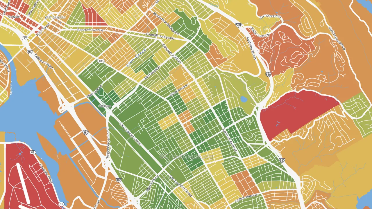 Webster, Oakland, CA Map of Arson Rates